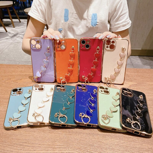 US LITE Luxury Heart Bracelet Chain Cover Case for Iphone 11 12 Mini Pro Max