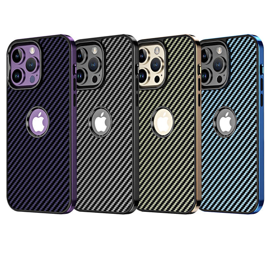 LuxuryKase Carbon Fiber Electroplated Shockproof Hybrid Hard Case for iPhone 11 12 13 14 Plus Pro Max