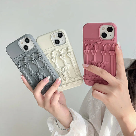 LuxuryKase LK122 Fashion Art Praying Angel Statue Protective Case For iPhone11 12 13 14 15 Pro Max