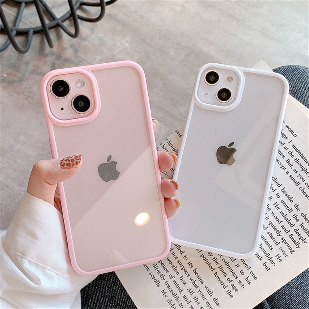 LuxuryKase Shockproof Silicone Bumper Transparent Protection Case Cover For Iphone 11 12 13 14 Plus Mini Pro Max