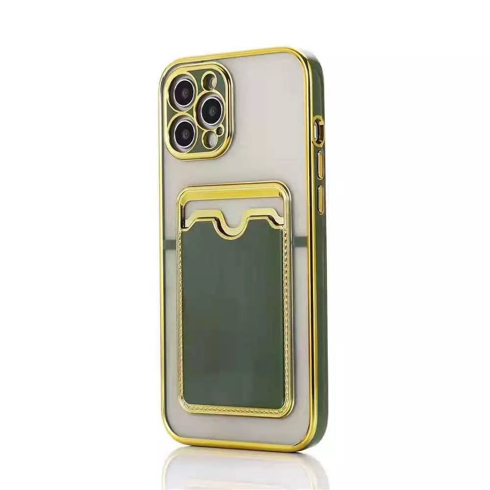 LuxuryKase Tpu Electroplated Phone Case With Card Holder For iPhone 11