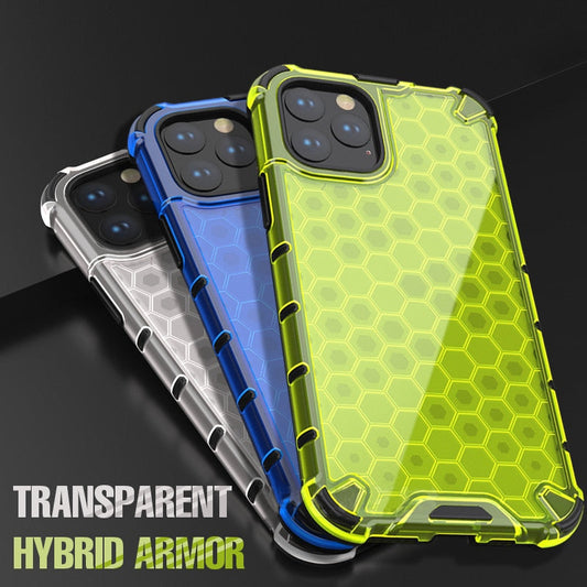 LuxuryKase Transparent Honeycomb Clear Shockproof Hybrid TPU Armor Case Cover For Iphone