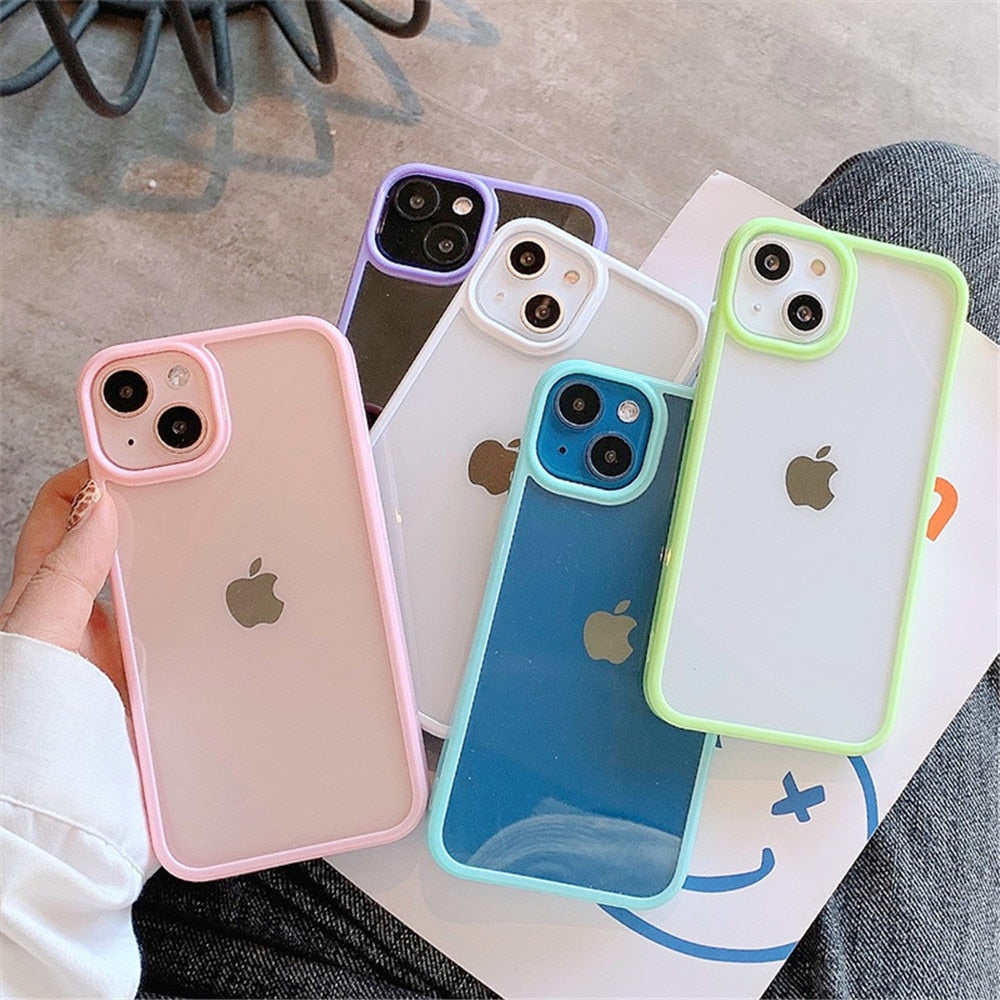 LuxuryKase Shockproof Silicone Bumper Transparent Protection Case Cover For Iphone 11 12 13 14 Plus Mini Pro Max