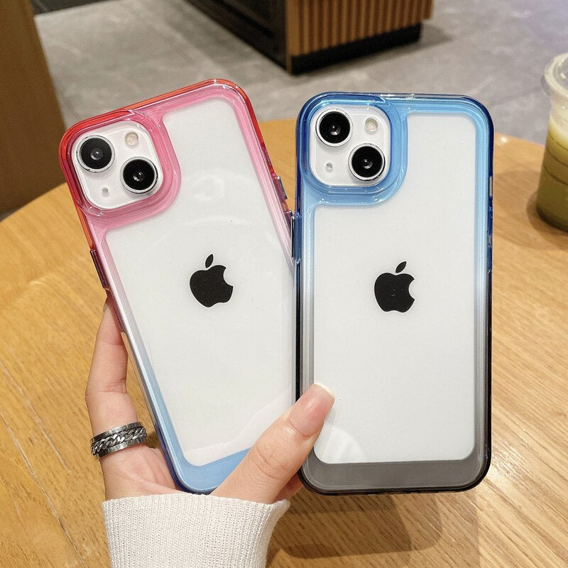 LuxuryKase Acrylic Shockproof Gradient Rainbow Color Bumper Case for Iphone 11 12 13 14 Plus Mini Pro Max