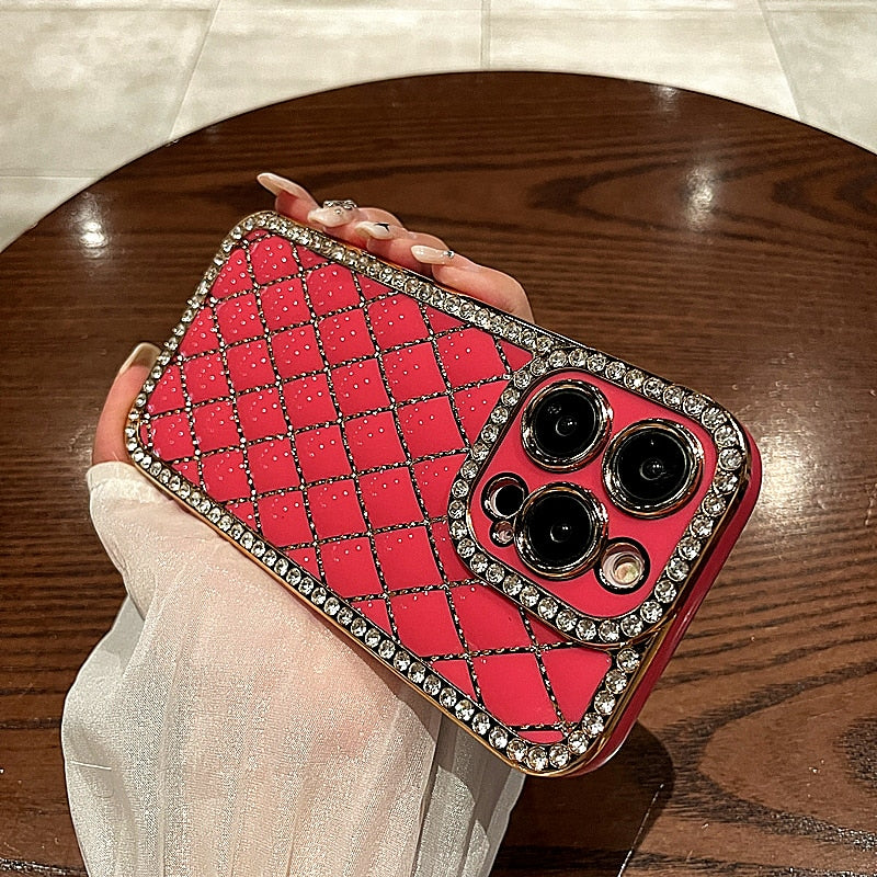 LuxuryKase Electroplated Glitter Diamond Rhinestone Phone Case For Iphone 11 12 13 14 Plus Mini Pro Max