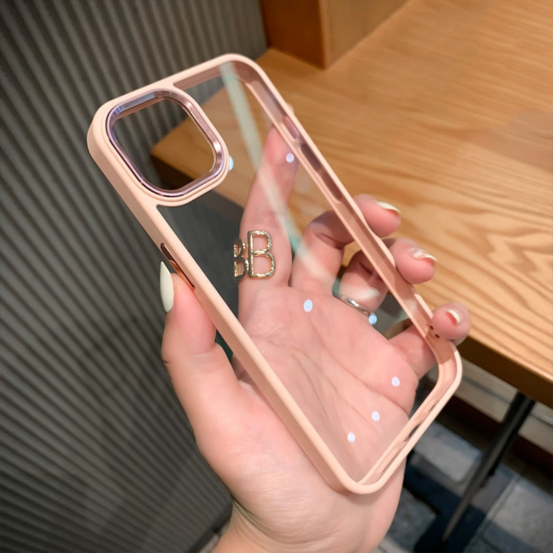 LuxuryKase Metal Camera Protection Transparent Shockproof Armor Case Cover For Iphone 11 12 Plus Mini Pro Max