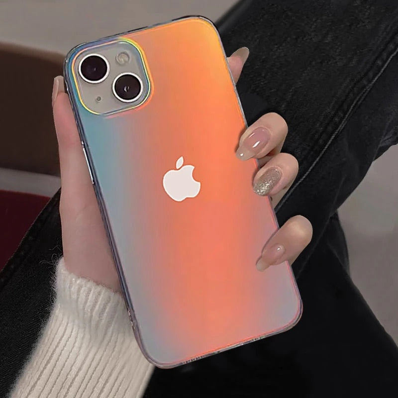 LuxuryKase Matte Laser Gradient Clear Phone Case For iPhone 11 12 13 14 Plus Mini Pro Max