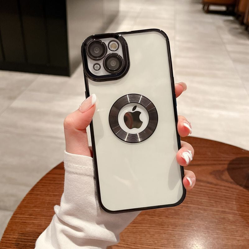 LuxuryKase Transparent Plating Hole Logo Case With Camera Protection For Iphone