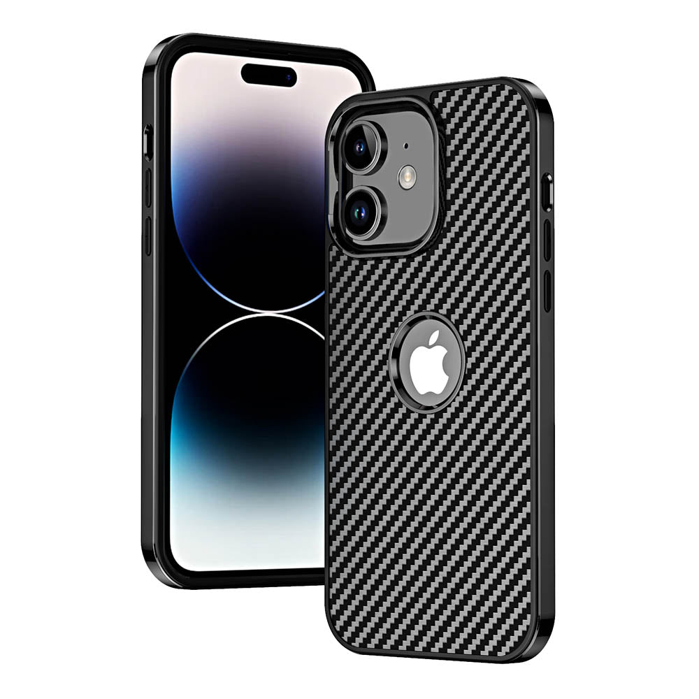 LuxuryKase Carbon Fiber Electroplated Shockproof Hybrid Hard Case for iPhone 11 12 13 14 Plus Pro Max