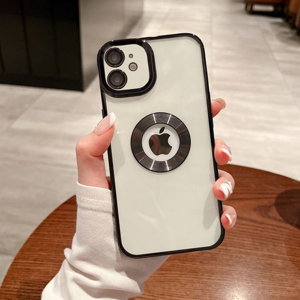 LuxuryKase Transparent Plating Hole Logo Case With Camera Protection For Iphone