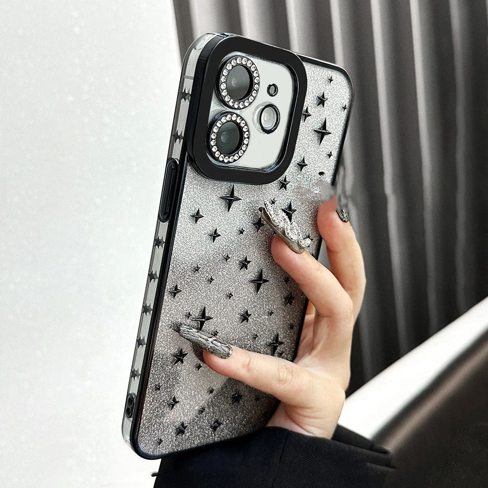 LuxuryKase LK097 Gradient Stars Glitter Transparent Case Cover For iPhone 11 12 13 14 15 Plus Pro Max