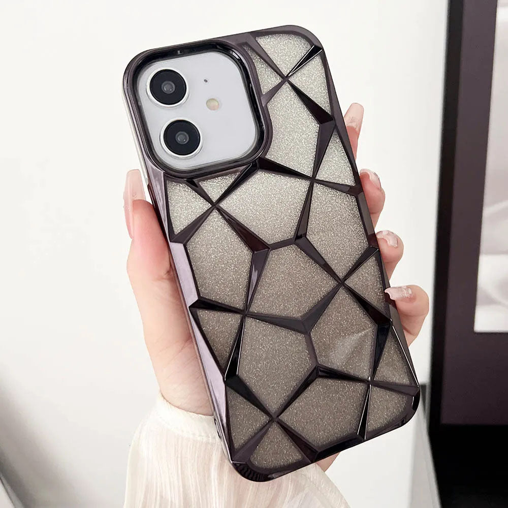 LuxuryKase LK079 Geometric Shape Diamond Mesh Pattern Case Cover for iPhone 11 12 13 14 15 Pro Max