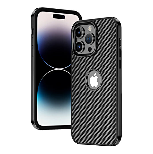 LuxuryKase Carbon Fiber Electroplated Shockproof Hybrid Hard Case for iPhone