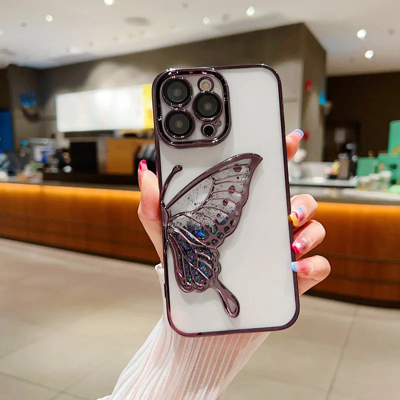 LuxuryKase LK100 Plating Dream Butterfly Clear Case Cover For iPhone