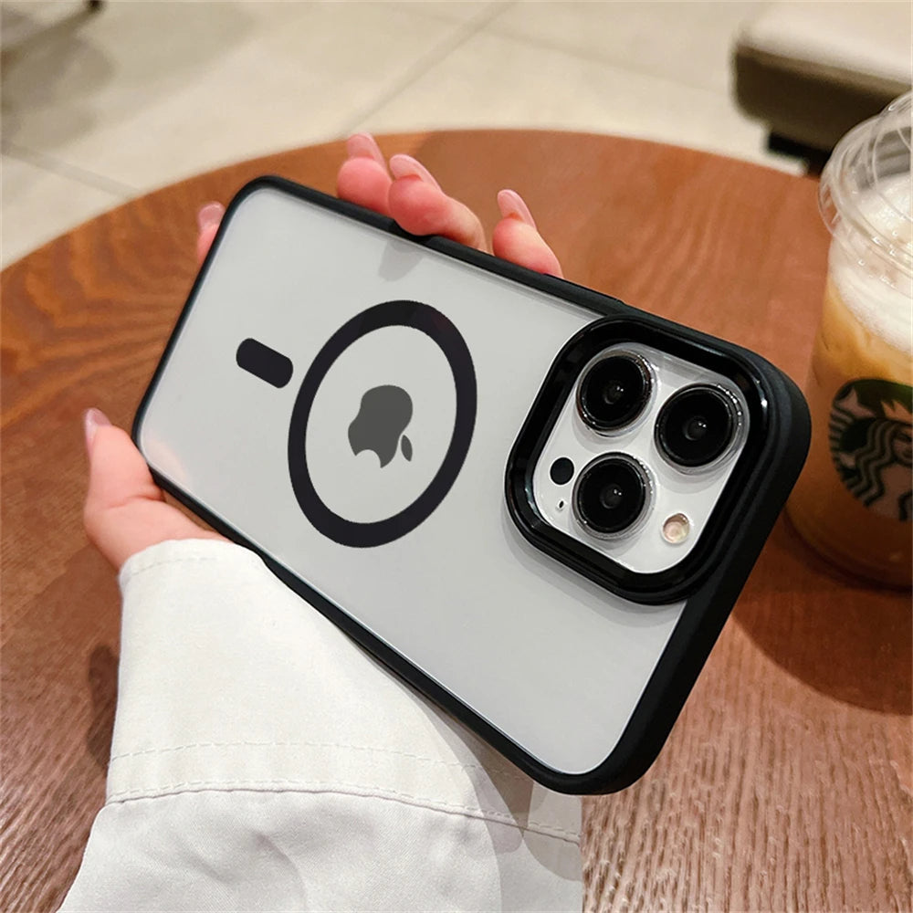 LuxuryKase LK096 Mag-Safe Magnetic Wireless Charging Lens Protector Case Cover for iPhone 11 12 13 14 15 Plus Pro Max