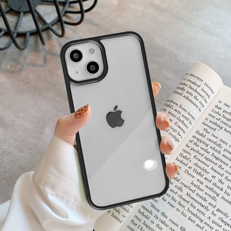 LuxuryKase Shockproof Silicone Bumper Transparent Protection Case Cover For Iphone 11 12 13 14 Plus Mini Pro Max