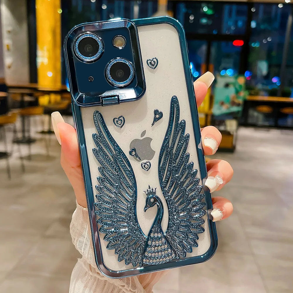 LuxuryKase LK123 Electroplate Diamond Angel Wings Glitter Clear Case For iPhone 11 12 13 14 15 Pro Max