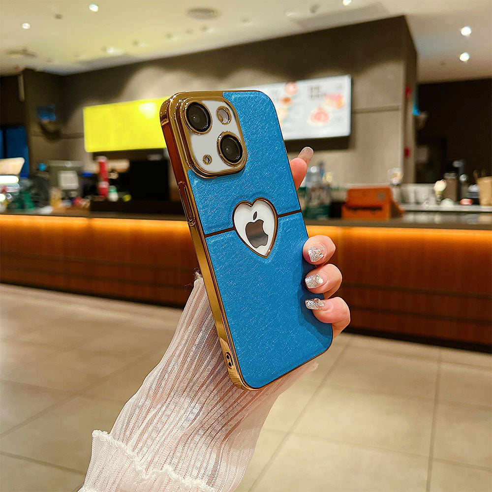 LuxuryKase LK110 Precision Heart Hole Leather Case with Lens Protection for iPhone