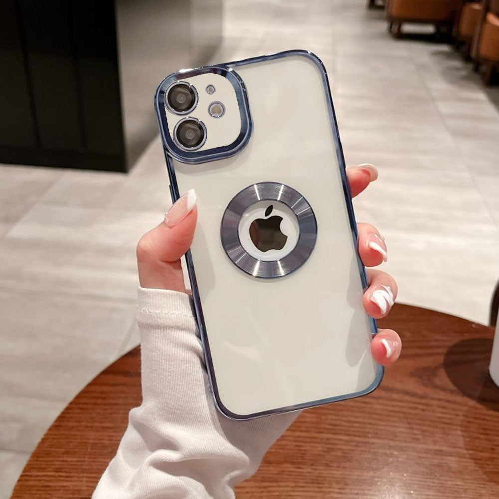 LuxuryKase Transparent Plating Hole Logo Case With Camera Protection For Iphone