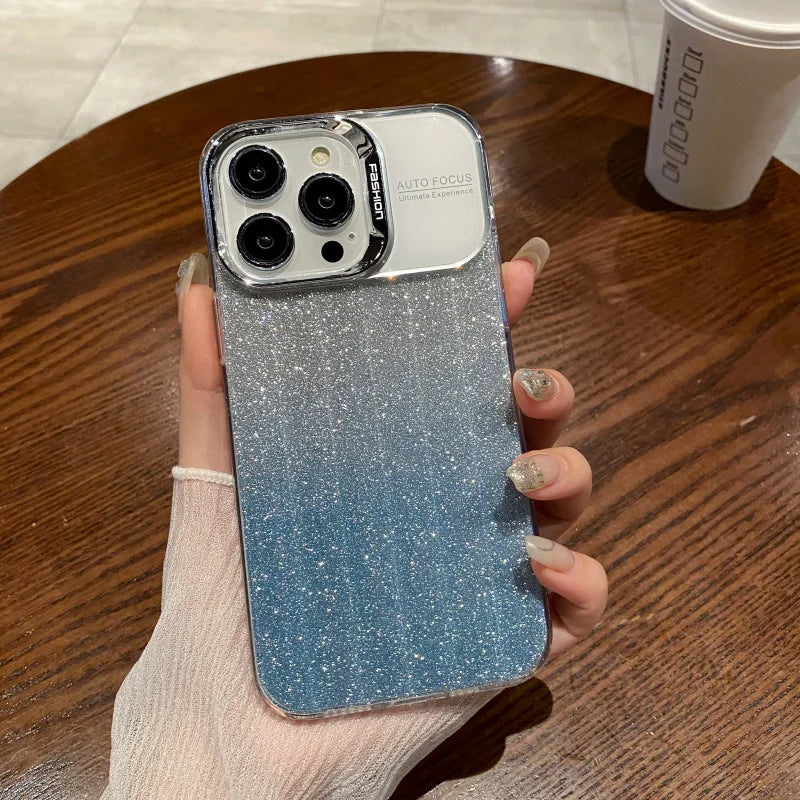 LuxuryKase LK120 Fashion Transparent Glitter Bling Gradient Soft Case For iPhone 11 12 13 14 15 Pro Max