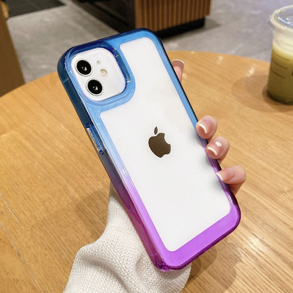 LuxuryKase Acrylic Shockproof Gradient Rainbow Color Bumper Case for Iphone 11 12 13 14 Plus Mini Pro Max