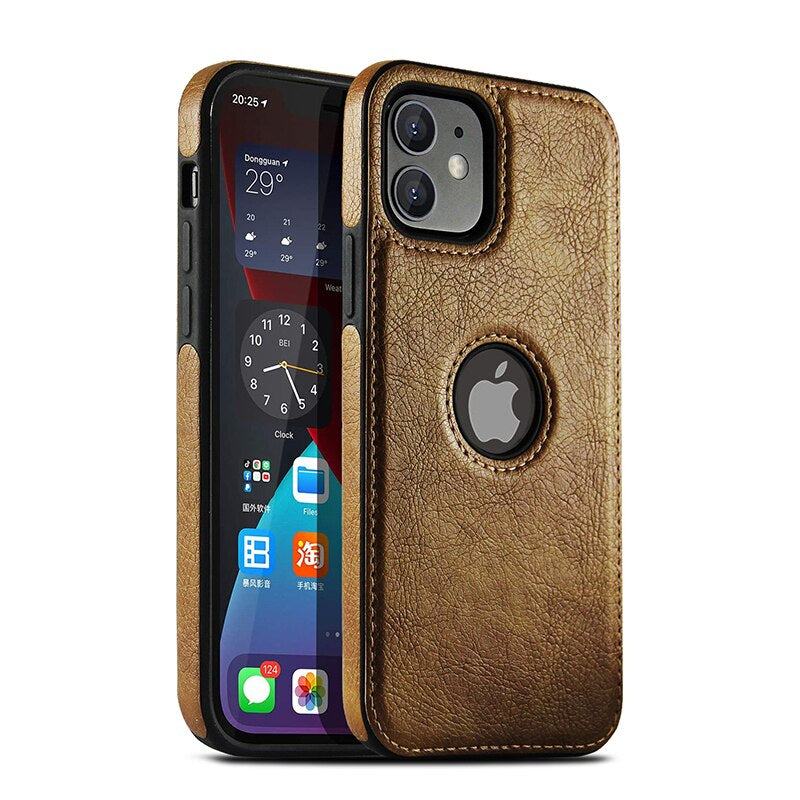 Luxurykase Business Style PU Leather Shockproof Case For Iphone 11 12 13 14 Plus Mini Pro Max