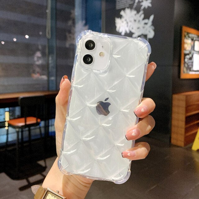 Us Lite Luxury Diamond Texture Soft Jelly Candy Silicone Case for iPhone 11 12 13 Mini Pro Max