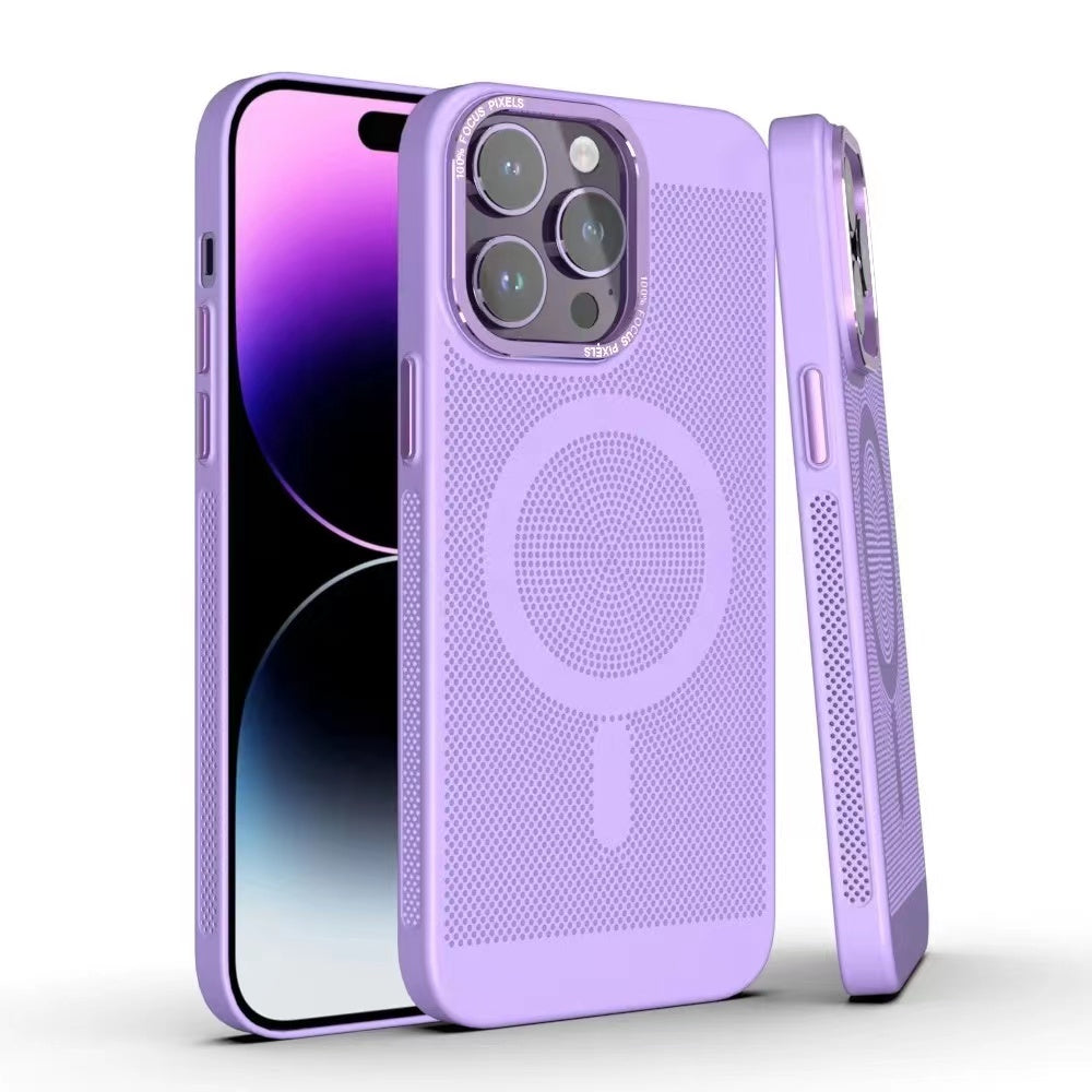 LuxuryKase LuxuryKase Ultra Slim Full Coverage Heat Sink Case with Honeycomb Mesh Effective Heat Dissipation Compatible Mag-Safe For Iphone 11 12 13 14 Pro Max