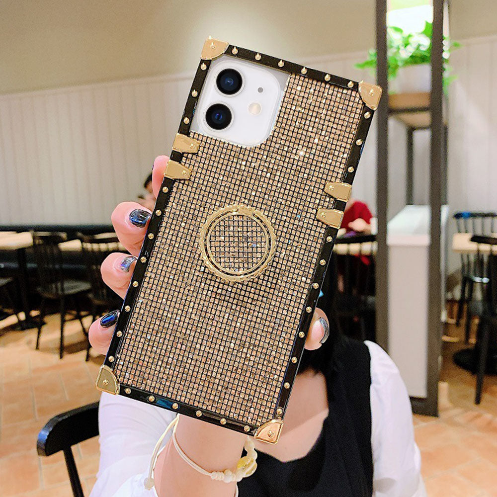 Us Lite Luxury Bling Glitter Case Square Cover for iPhone 11 12 13 14 15 Plus Pro Max