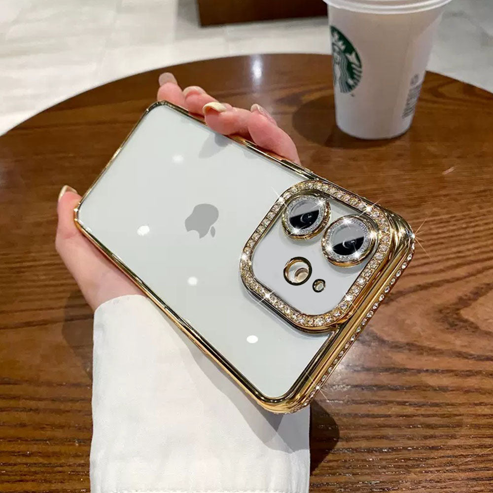 LuxuryKase Plating Glitter Diamond Transparent Shockproof Case For Iphone 11 12 13 14 Plus Mini Pro Max