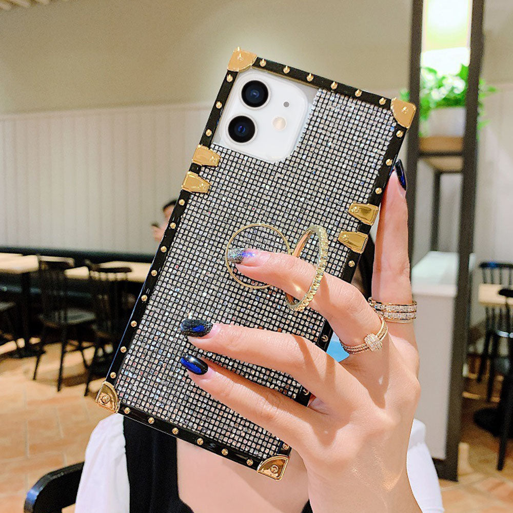 Us Lite Luxury Bling Glitter Case Square Cover for iPhone 11 12 13 14 15 Plus Pro Max