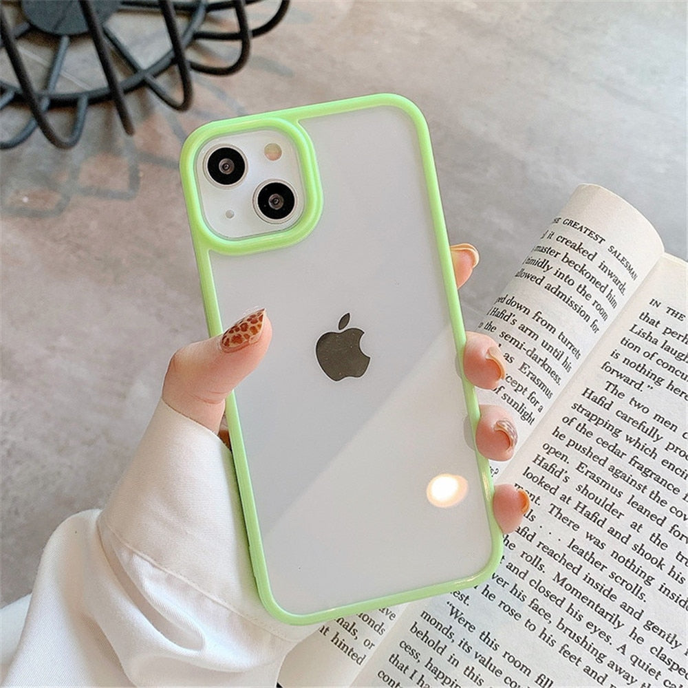 LuxuryKase Shockproof Silicone Bumper Transparent Protection Case Cover For Iphone 11 12 13 14 Plus Mini Pro Max