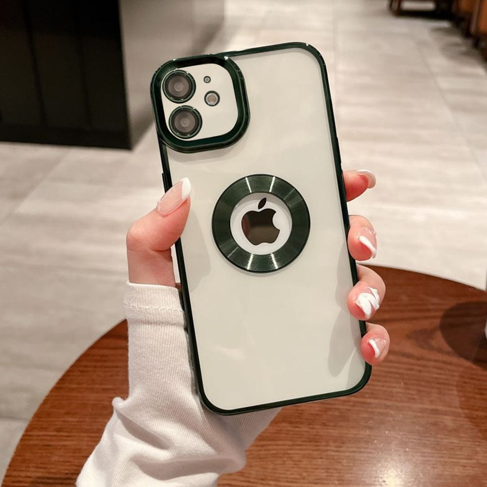 LuxuryKase Transparent Plating Hole Logo Case With Camera Protection For Iphone