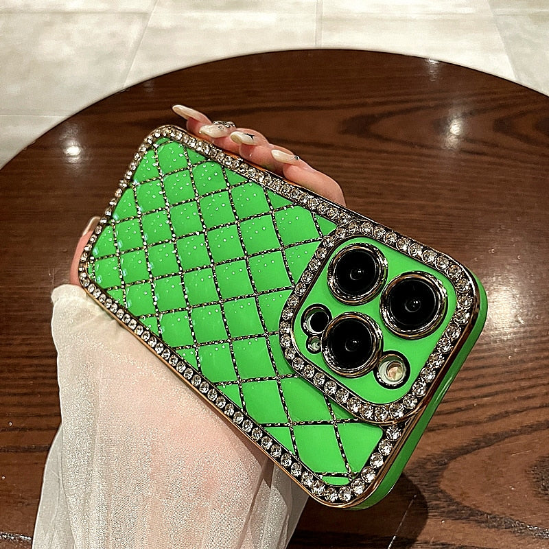 LuxuryKase Electroplated Glitter Diamond Rhinestone Phone Case For Iphone 11 12 13 14 Plus Mini Pro Max