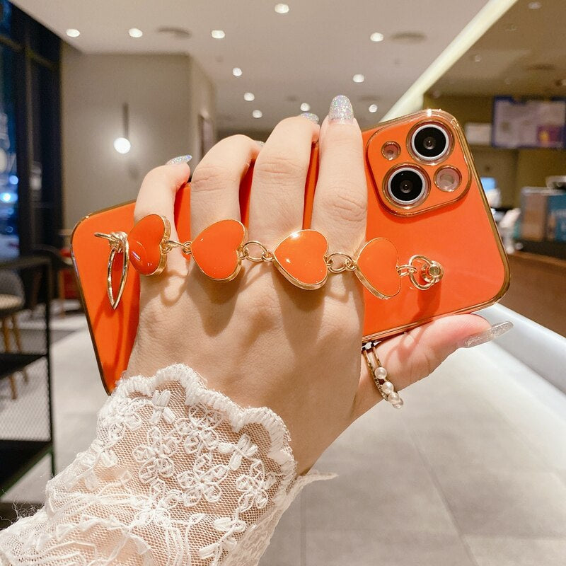 US LITE Luxury Heart Bracelet Chain Cover Case for Iphone 11 12 Mini Pro Max