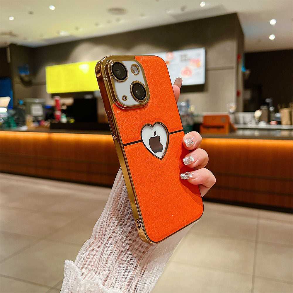 LuxuryKase LK110 Precision Heart Hole Leather Case with Lens Protection for iPhone