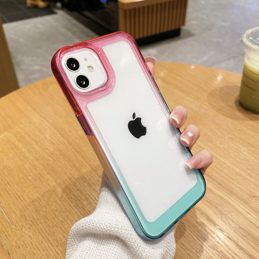 LuxuryKase Acrylic Shockproof Gradient Rainbow Color Bumper Case for Iphone 11 12 13 14 Plus Mini Pro Max