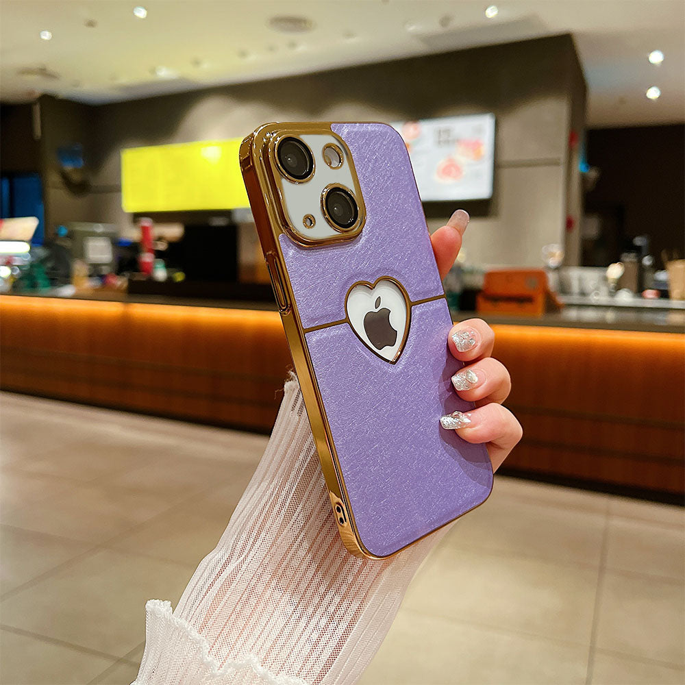 LuxuryKase LK110 Precision Heart Hole Leather Case with Lens Protection for iPhone