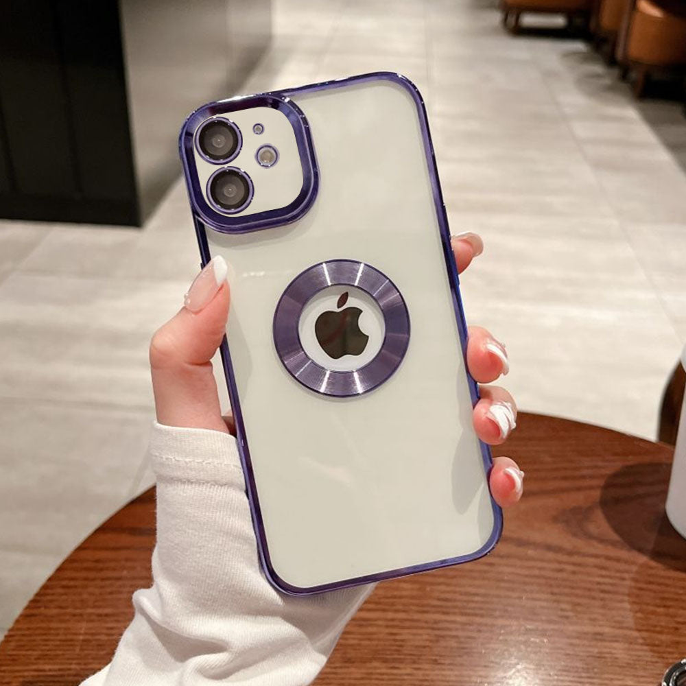 LuxuryKase Transparent Plating Hole Logo Case With Camera Protection For Iphone