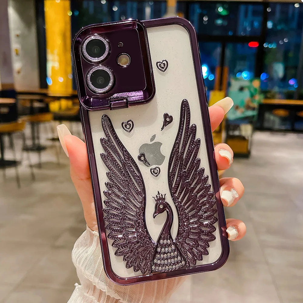 LuxuryKase LK123 Electroplate Diamond Angel Wings Glitter Clear Case For iPhone 11 12 13 14 15 Pro Max