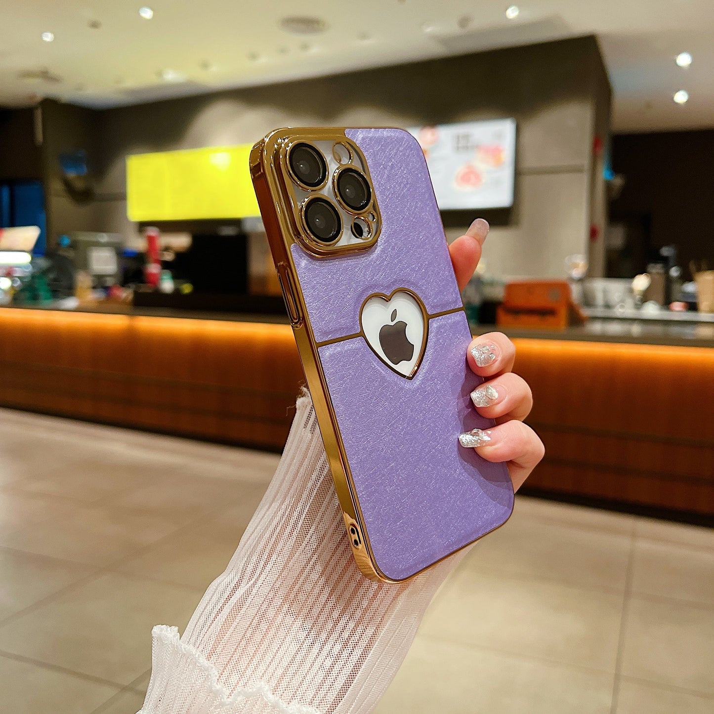 LuxuryKase LK110 Precision Heart Hole Leather Case with Lens Protection for iPhone 11 12 13 14 15 Plus Pro Max