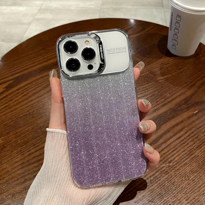 LuxuryKase LK120 Fashion Transparent Glitter Bling Gradient Soft Case For iPhone 11 12 13 14 15 Pro Max