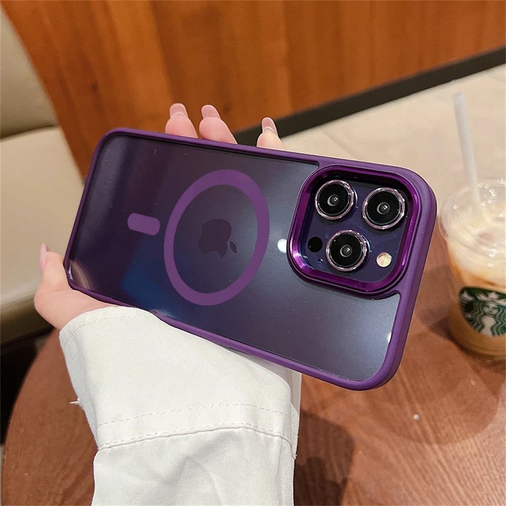 LuxuryKase LK096 Mag-Safe Magnetic Wireless Charging Lens Protector Case Cover for iPhone 11 12 13 14 15 Plus Pro Max