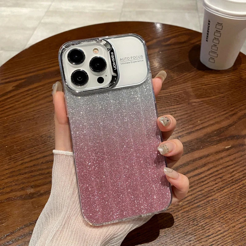 LuxuryKase LK120 Fashion Transparent Glitter Bling Gradient Soft Case For iPhone 11 12 13 14 15 Pro Max