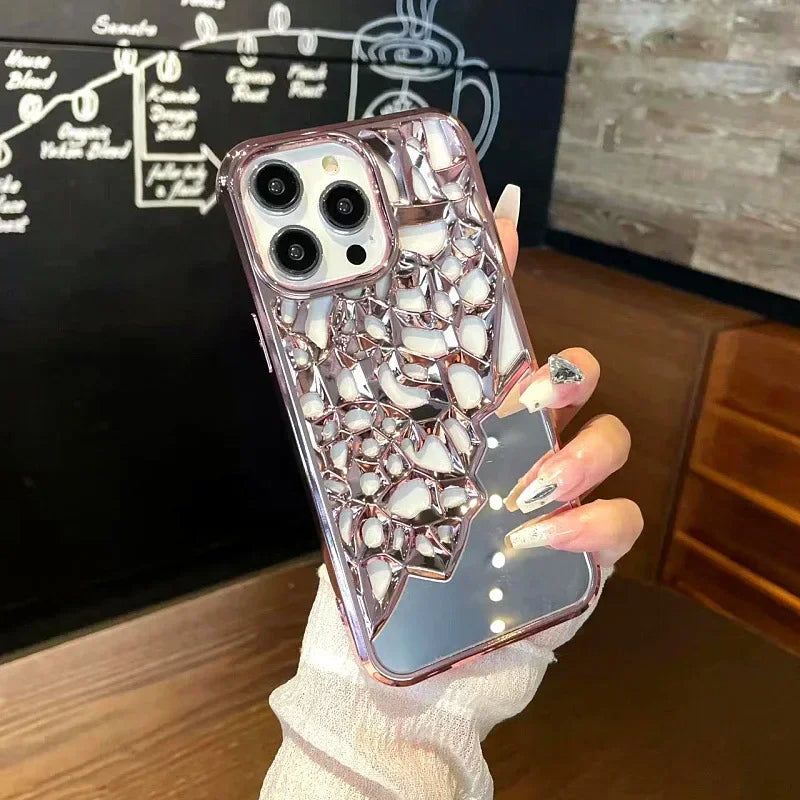 LuxuryKase LK117 Hollow Out Mirror Heat Dissipation Breathable Case For iPhone 11 12 13 14 15 Plus Pro Max