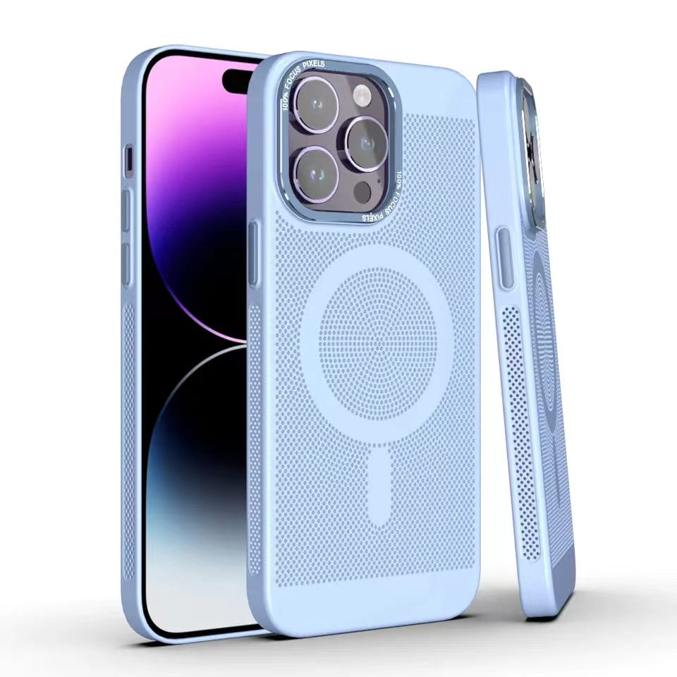 LuxuryKase LuxuryKase Ultra Slim Full Coverage Heat Sink Case with Honeycomb Mesh Effective Heat Dissipation Compatible Mag-Safe For Iphone 11 12 13 14 Pro Max