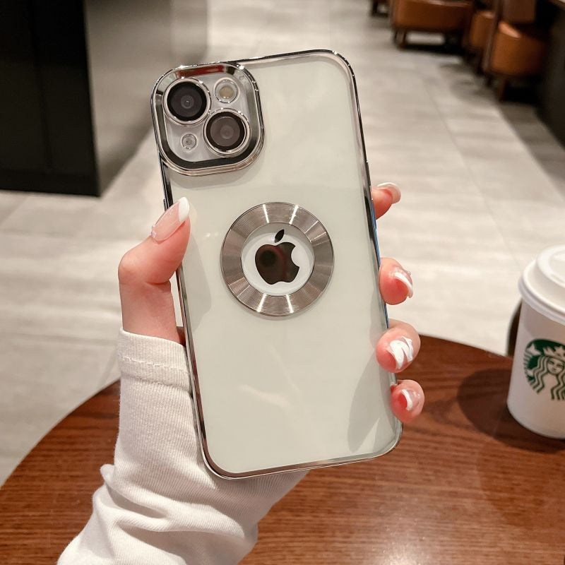 LuxuryKase Transparent Plating Hole Logo Case With Camera Protection For Iphone