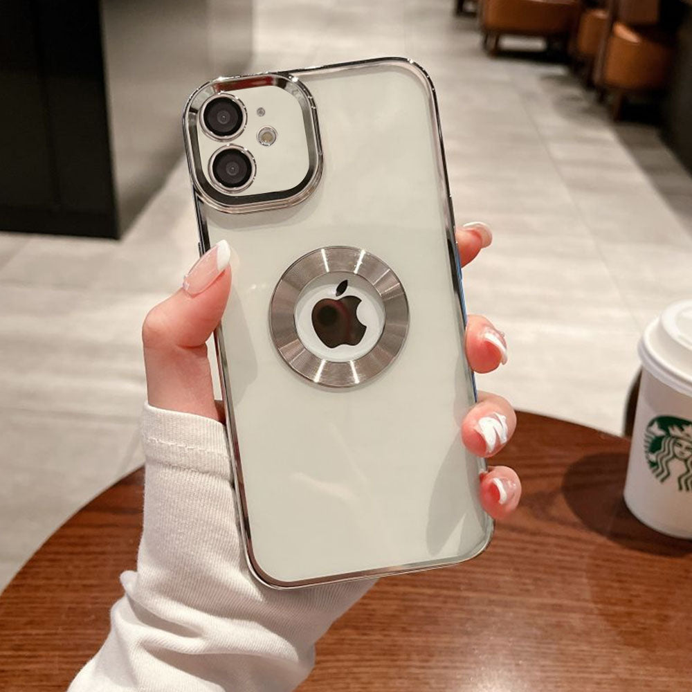 LuxuryKase Transparent Plating Hole Logo Case With Camera Protection For Iphone