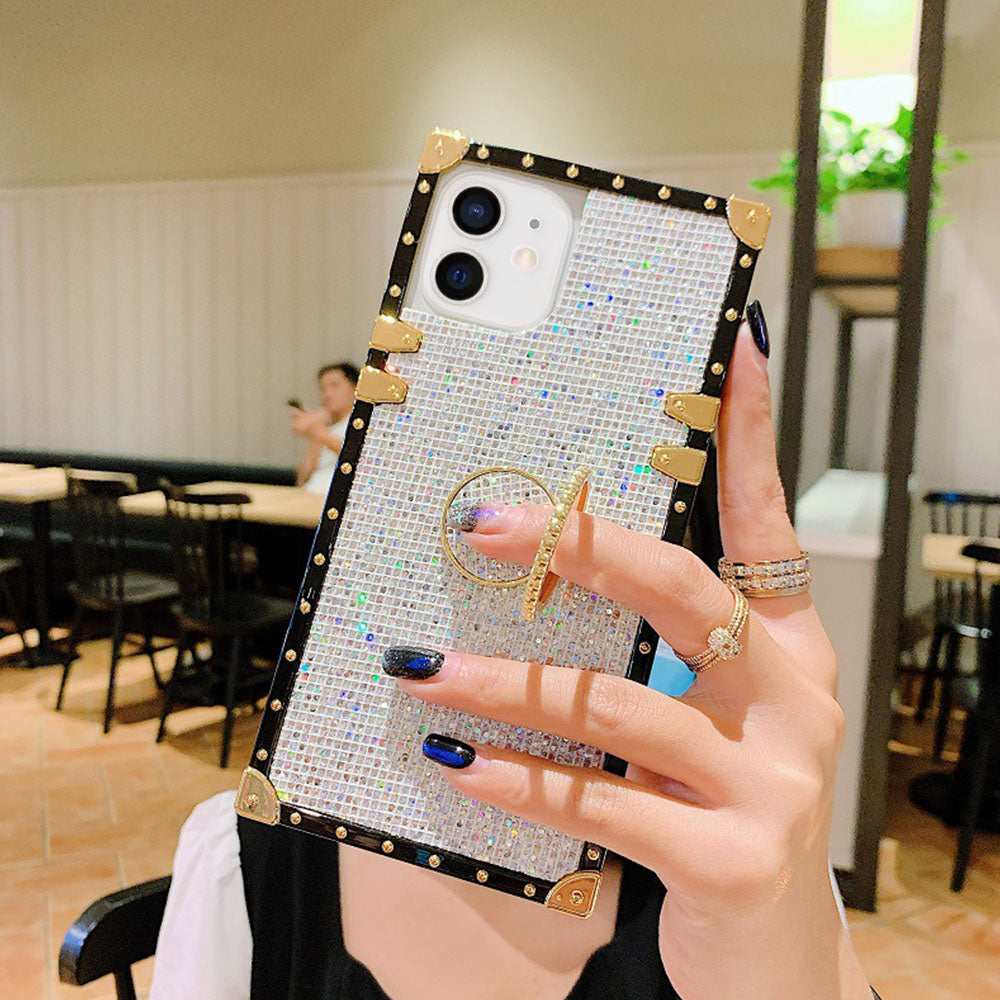 Us Lite Luxury Bling Glitter Case Square Cover for iPhone 11 12 13 14 15 Plus Pro Max