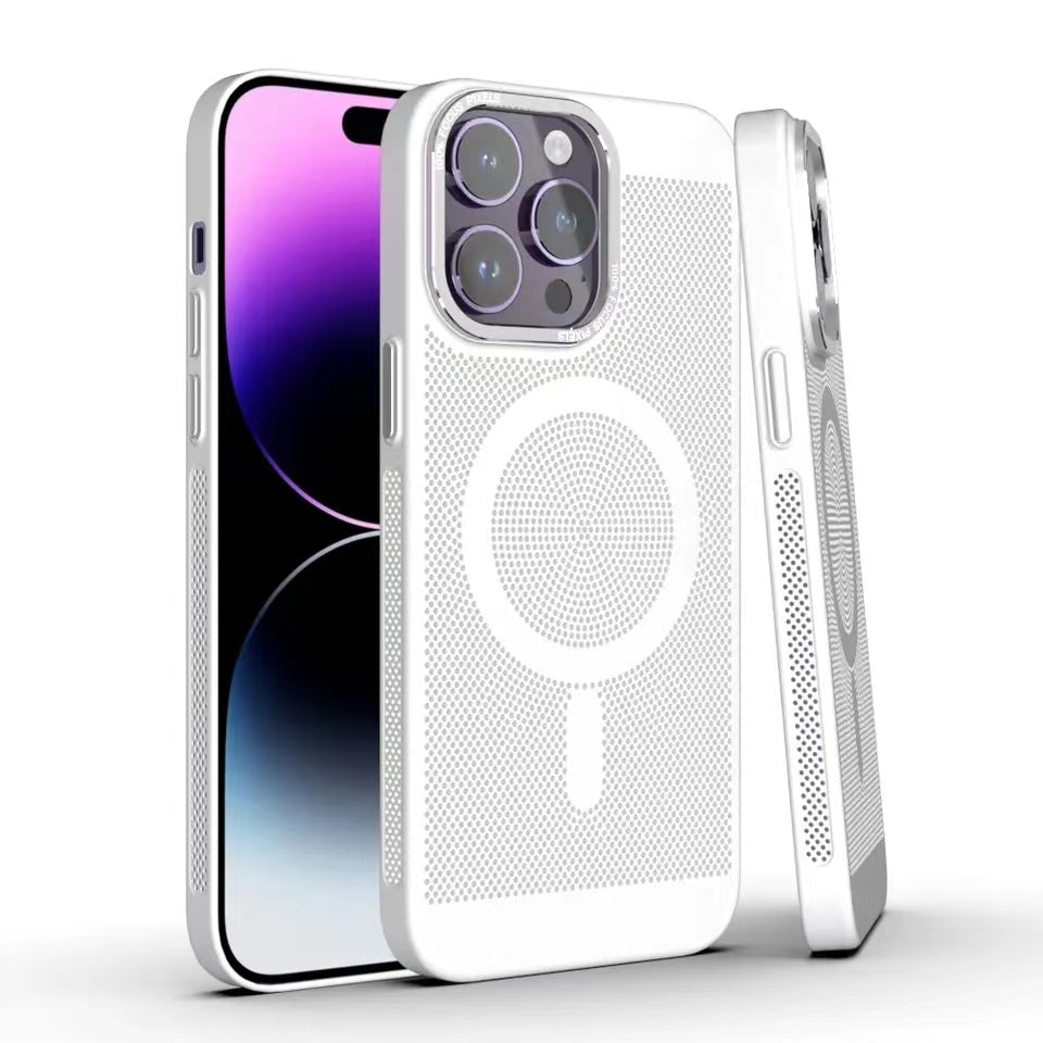 LuxuryKase LuxuryKase Ultra Slim Full Coverage Heat Sink Case with Honeycomb Mesh Effective Heat Dissipation Compatible Mag-Safe For Iphone 11 12 13 14 Pro Max